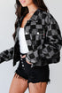 Checkered Patchwork Button up Denim Jacket